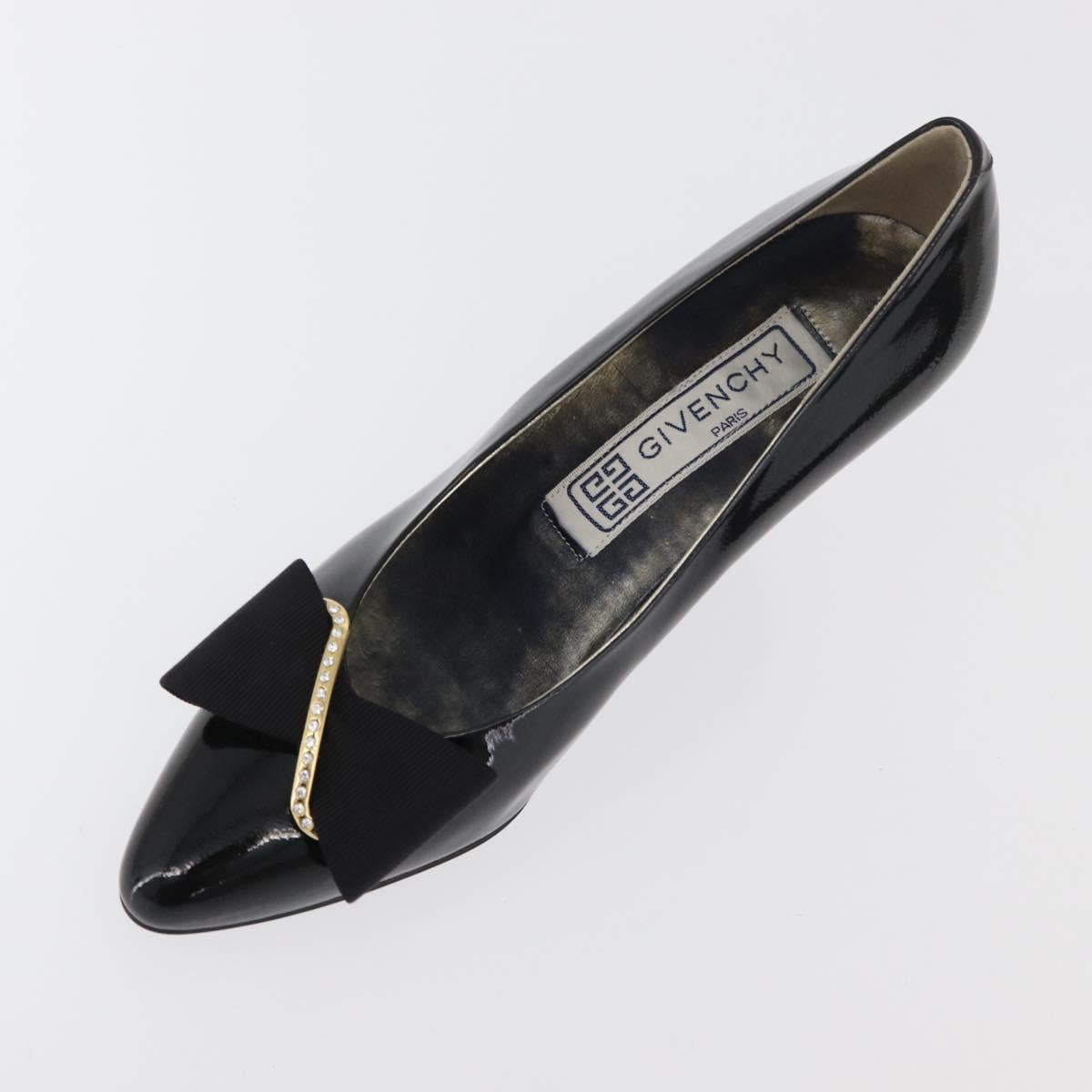 GIVENCHY Heel Patent leather Black Gold Auth ti3934