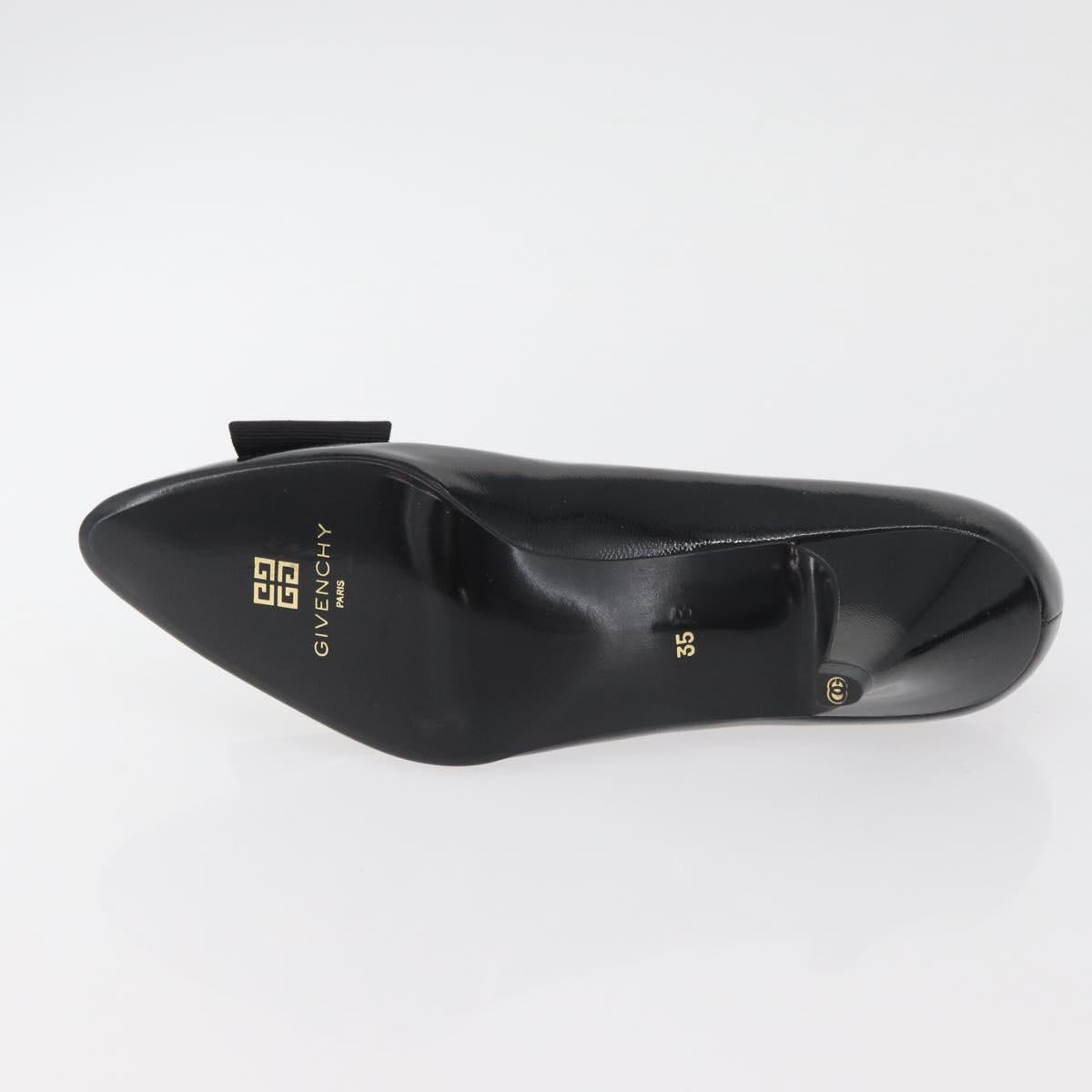 GIVENCHY Heel Patent leather Black Gold Auth ti3934