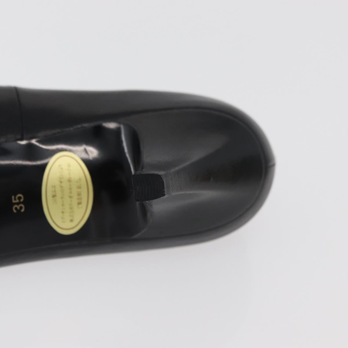 SAINT LAURENT Heel Leather Black Gold Auth ti3935