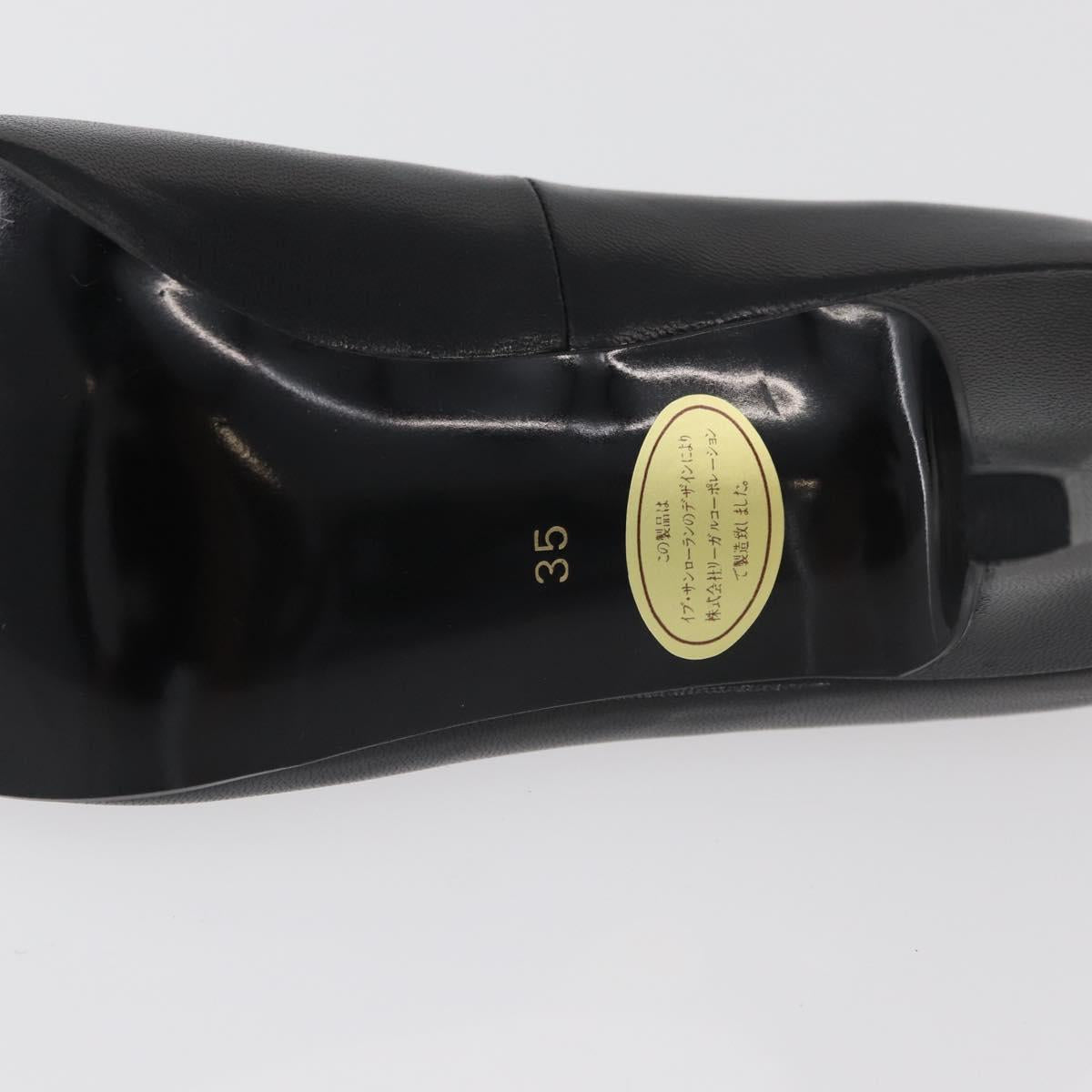SAINT LAURENT Heel Leather Black Gold Auth ti3935