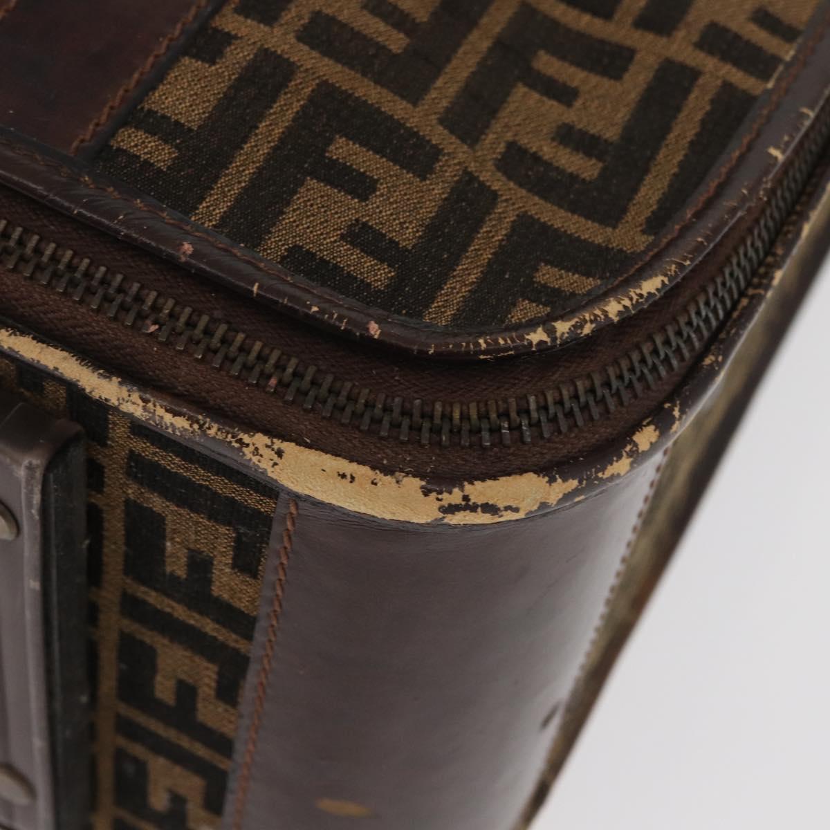 FENDI Zucca Canvas Trunk Black Brown Auth ti3936A