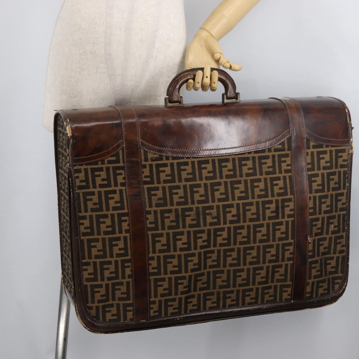 FENDI Zucca Canvas Trunk Black Brown Auth ti3936A