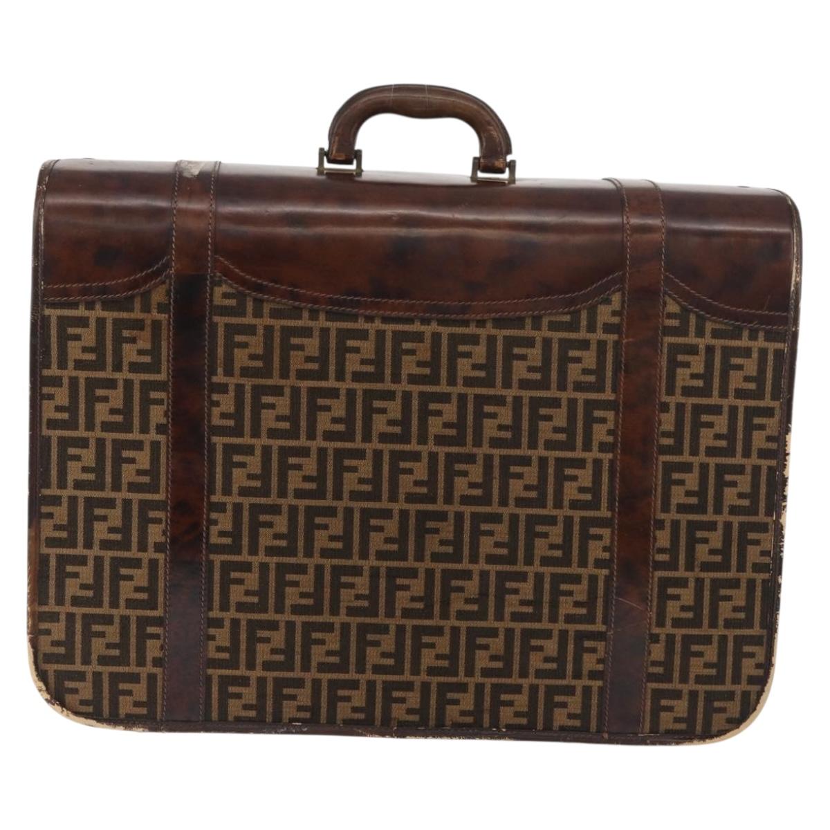 FENDI Zucca Canvas Trunk Black Brown Auth ti3936A