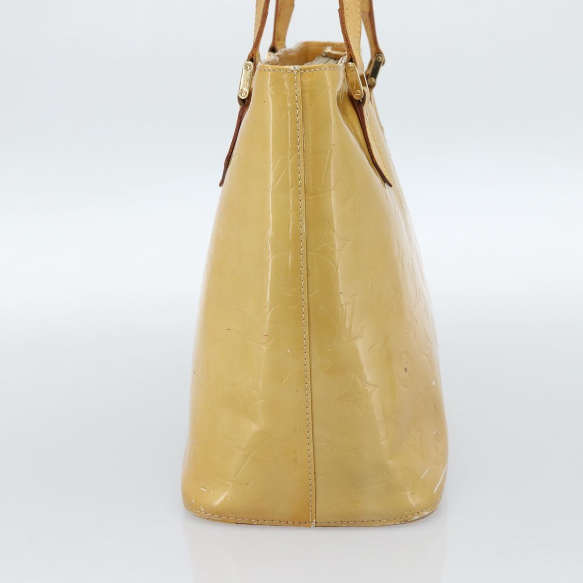 LOUIS VUITTON Monogram Vernis Houston Hand Bag Beige M91004 LV Auth ti3941