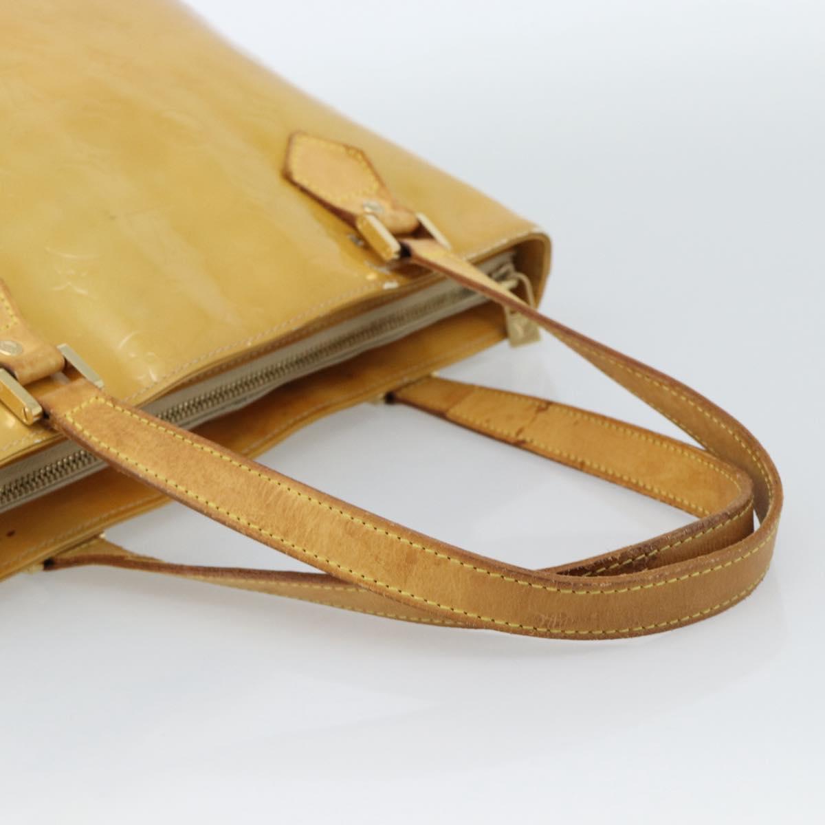 LOUIS VUITTON Monogram Vernis Houston Hand Bag Beige M91004 LV Auth ti3941