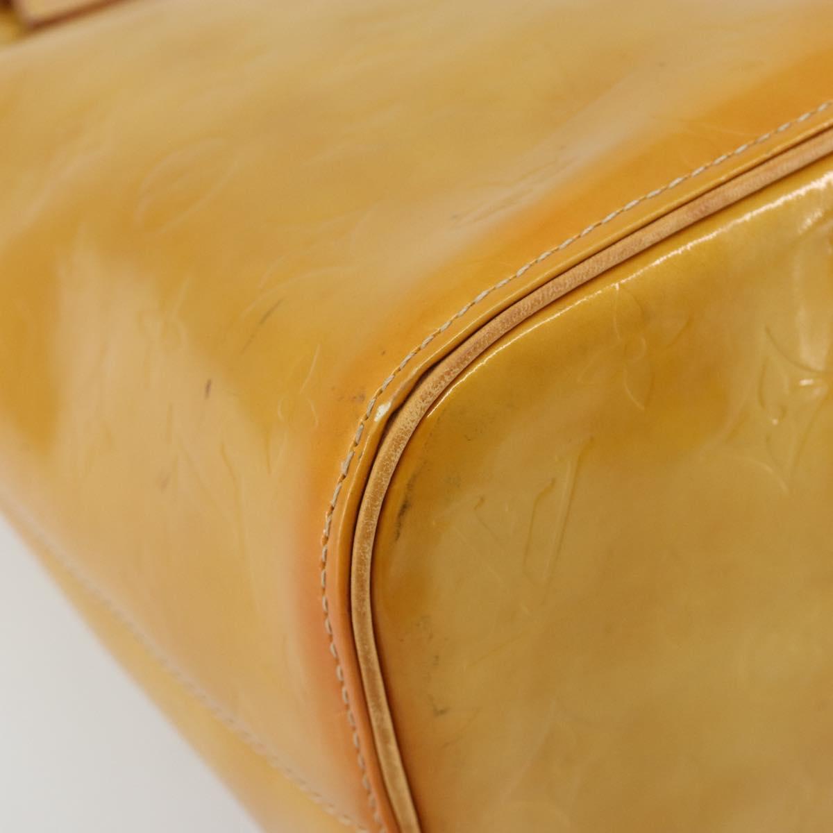 LOUIS VUITTON Monogram Vernis Houston Hand Bag Beige M91004 LV Auth ti3942
