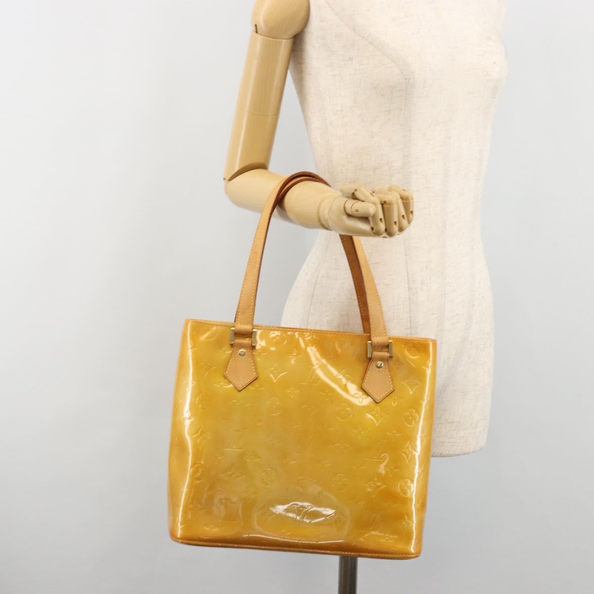 LOUIS VUITTON Monogram Vernis Houston Hand Bag Beige M91004 LV Auth ti3942