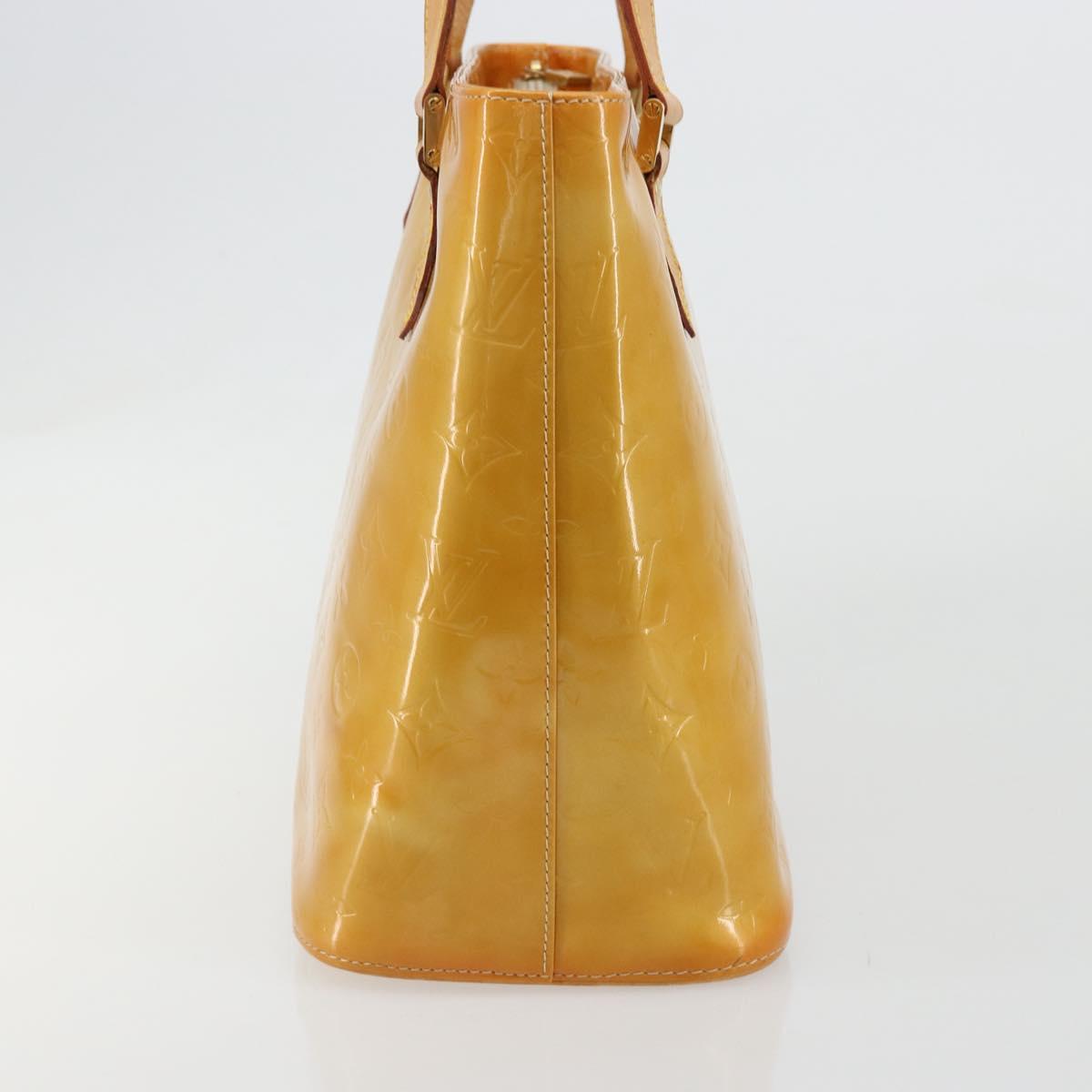 LOUIS VUITTON Monogram Vernis Houston Hand Bag Beige M91004 LV Auth ti3942