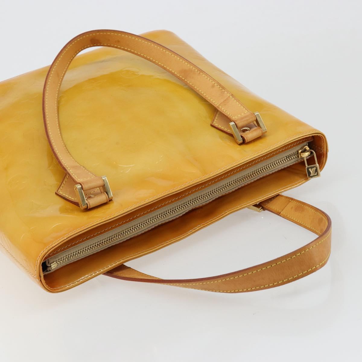 LOUIS VUITTON Monogram Vernis Houston Hand Bag Beige M91004 LV Auth ti3942