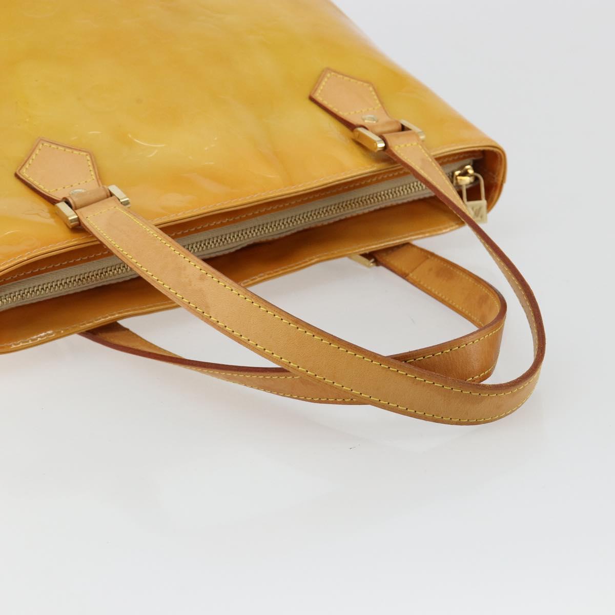 LOUIS VUITTON Monogram Vernis Houston Hand Bag Beige M91004 LV Auth ti3942