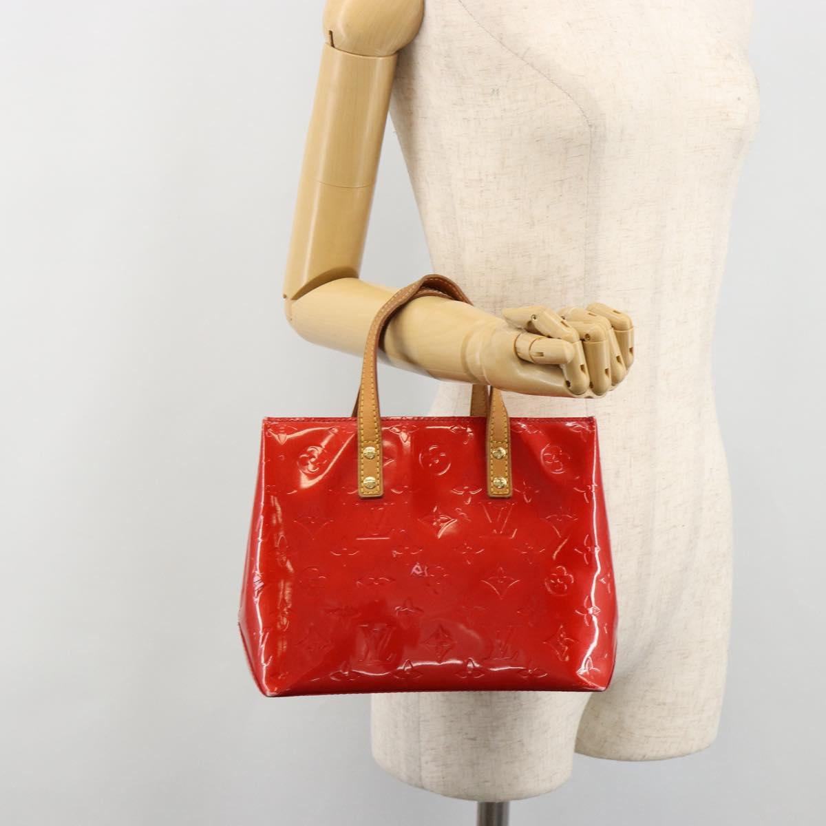 LOUIS VUITTON Monogram Vernis Reade PM Hand Bag Red Rouge M91088 LV Auth ti3946