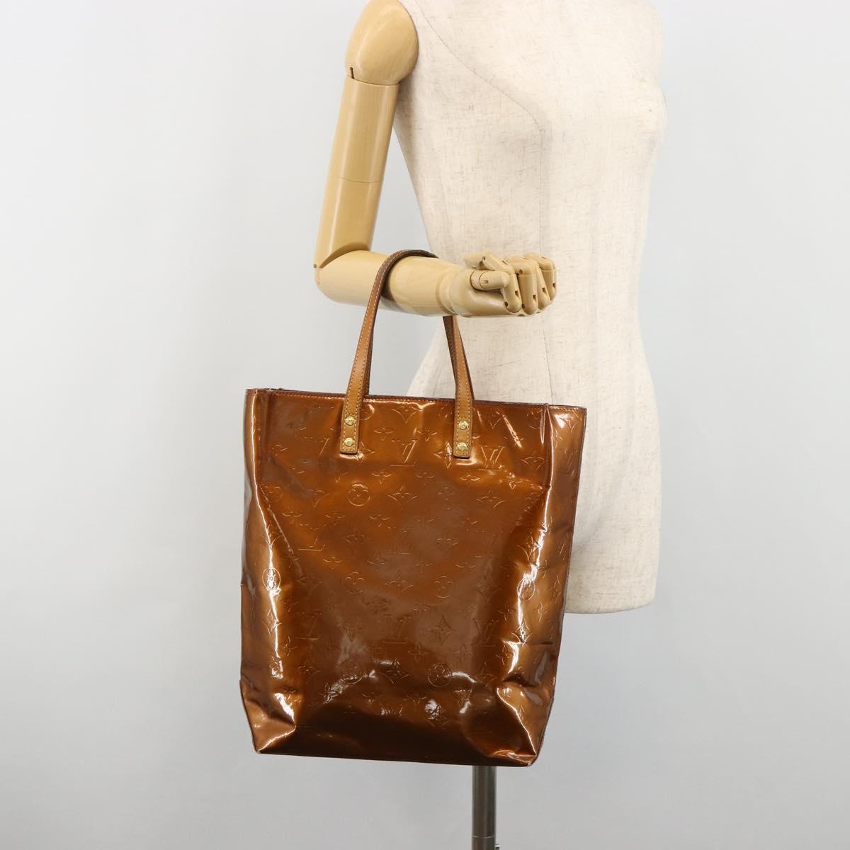 LOUIS VUITTON Monogram Vernis Reade MM Hand Bag Bronze M91143 LV Auth ti3949