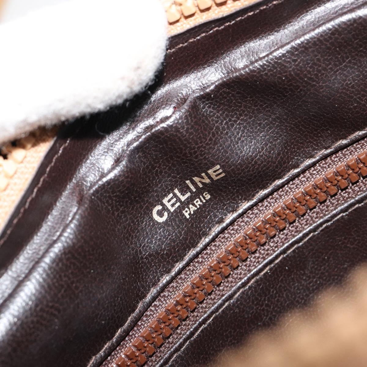 CELINE C Sulky Shoulder Bag Coated Canvas Beige Gold Auth ti3958
