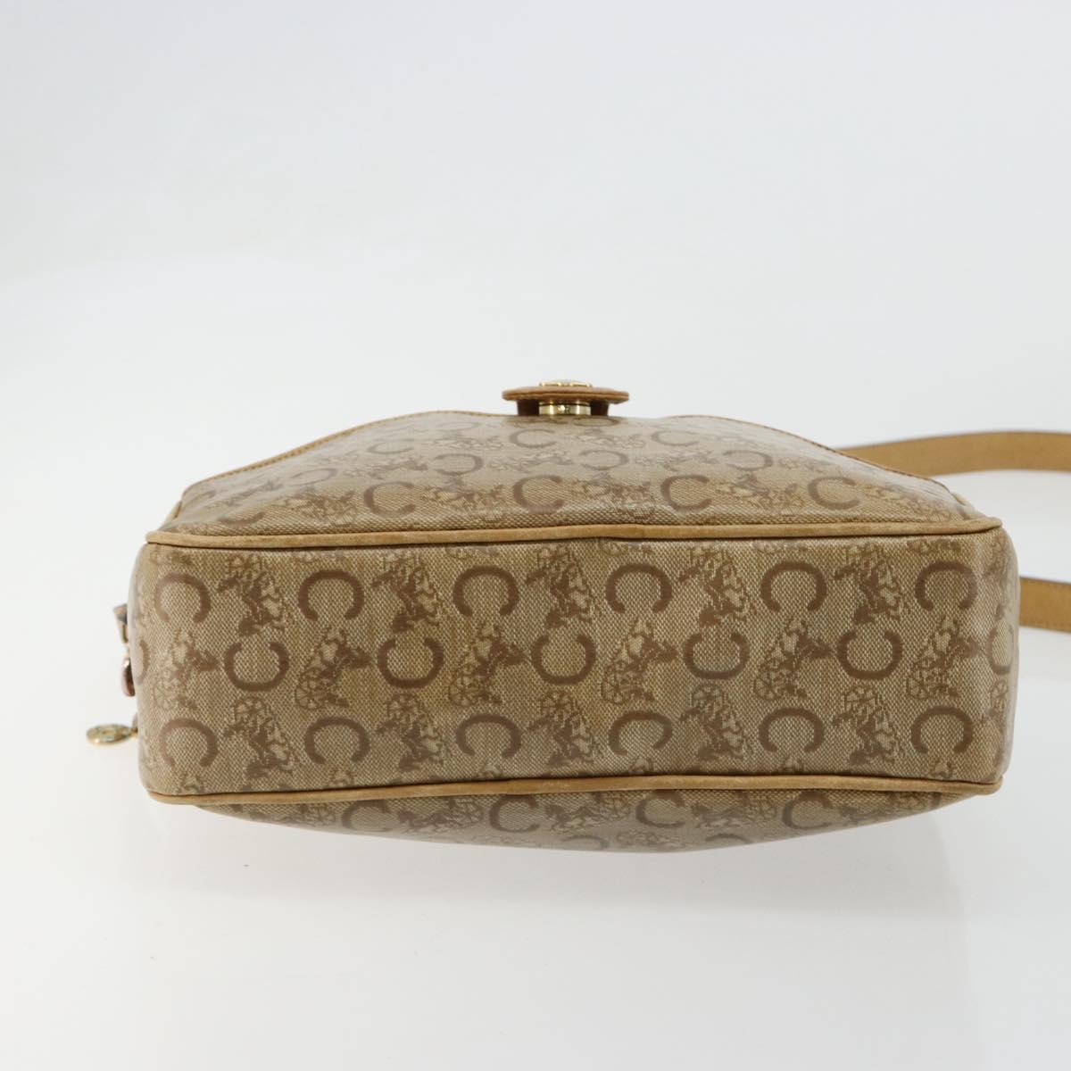 CELINE C Sulky Shoulder Bag Coated Canvas Beige Gold Auth ti3958