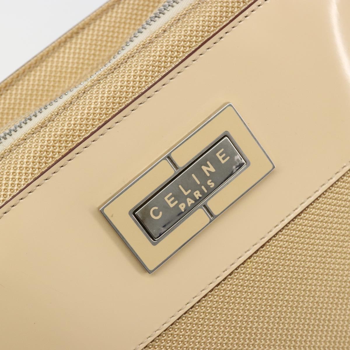 CELINE Tote Bag Canvas Beige Gold CC Auth ti3959