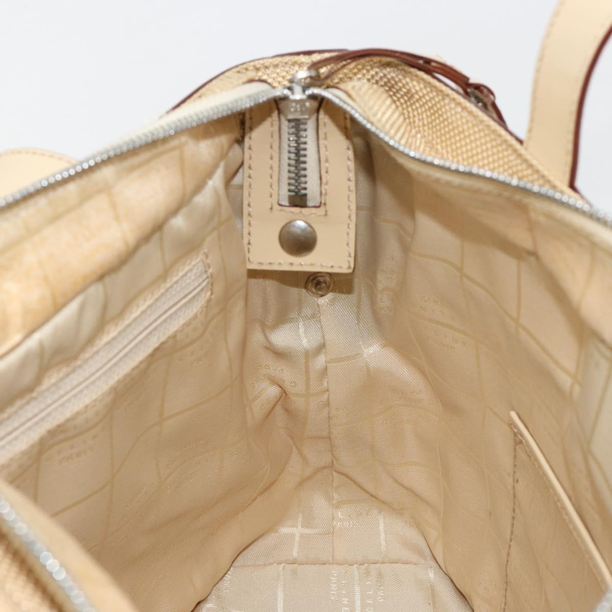 CELINE Tote Bag Canvas Beige Gold CC Auth ti3959