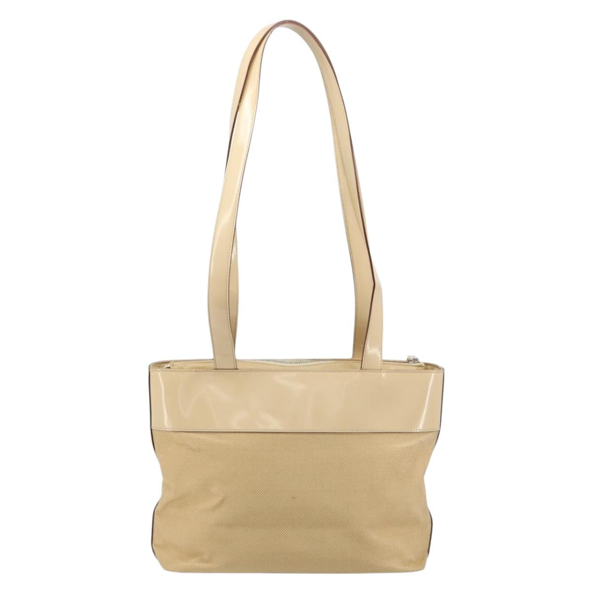 CELINE Tote Bag Canvas Beige Gold CC Auth ti3959