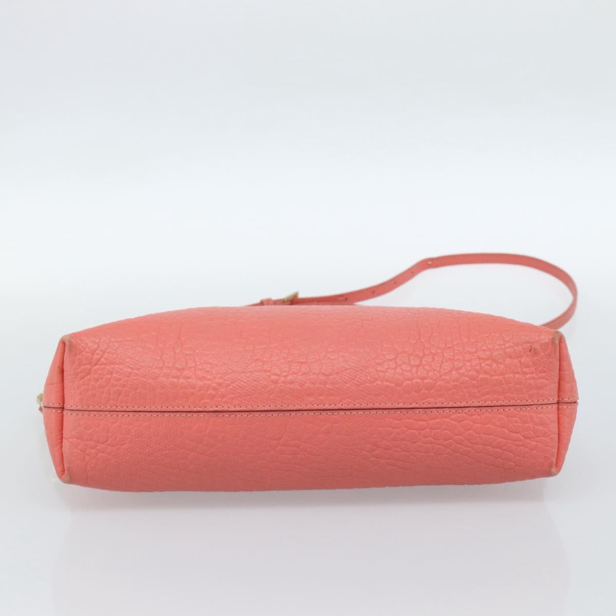 BURBERRY Shoulder Bag Leather Pink Gold Auth ti3960