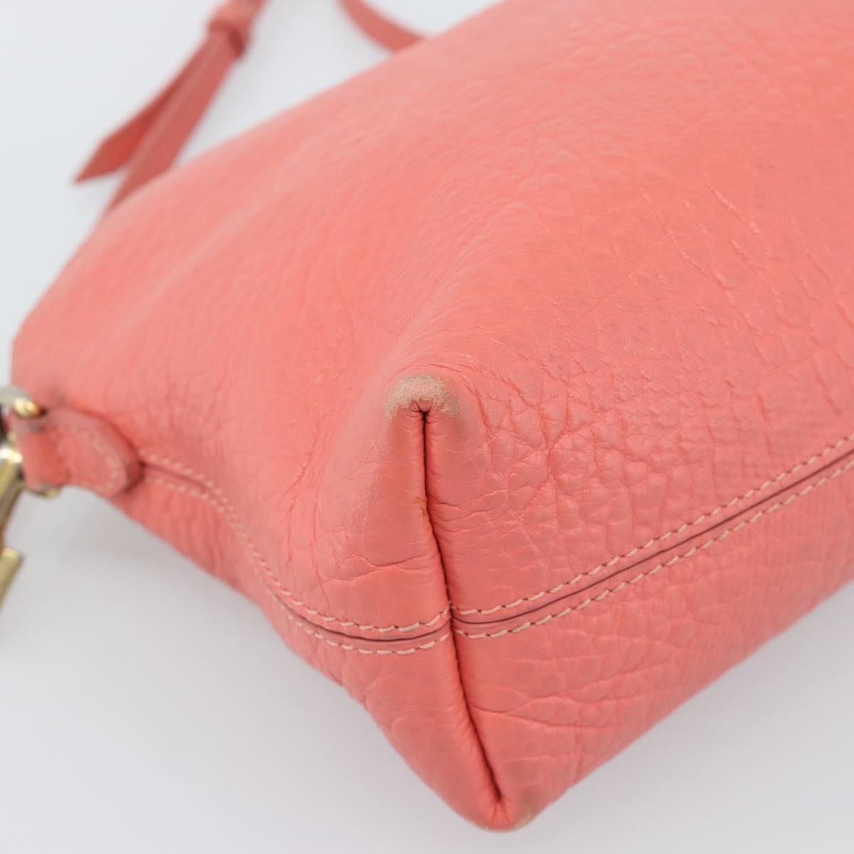 BURBERRY Shoulder Bag Leather Pink Gold Auth ti3960