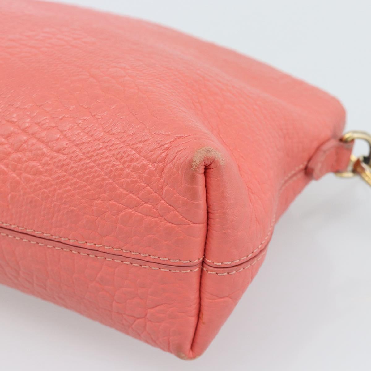 BURBERRY Shoulder Bag Leather Pink Gold Auth ti3960