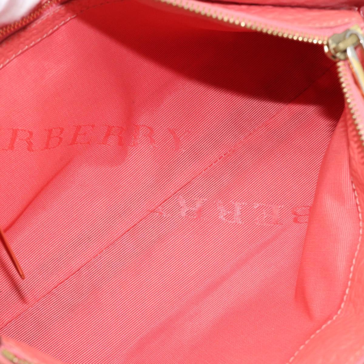 BURBERRY Shoulder Bag Leather Pink Gold Auth ti3960