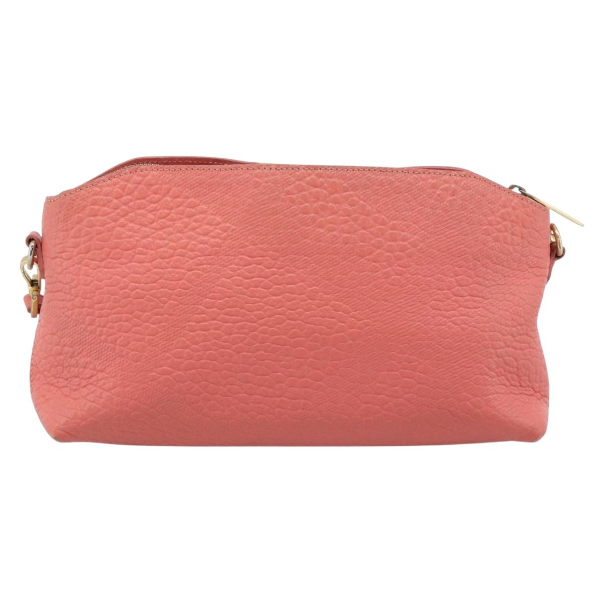 BURBERRY Shoulder Bag Leather Pink Gold Auth ti3960