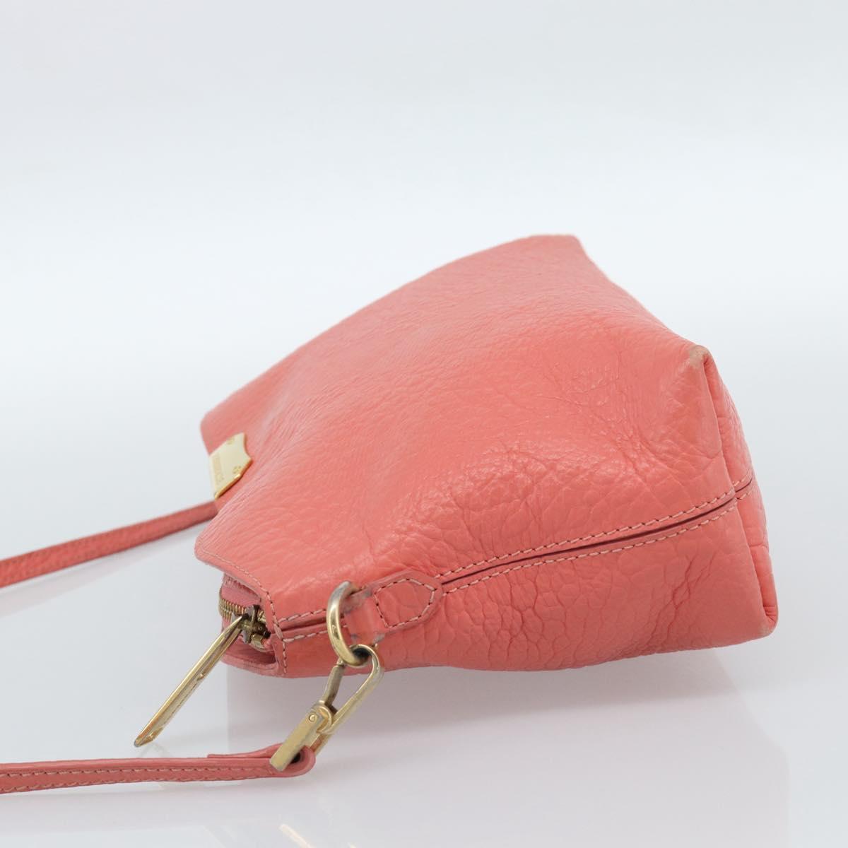 BURBERRY Shoulder Bag Leather Pink Gold Auth ti3960