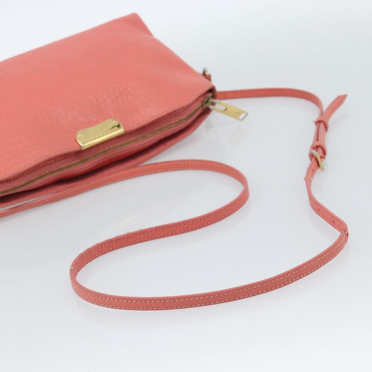 BURBERRY Shoulder Bag Leather Pink Gold Auth ti3960