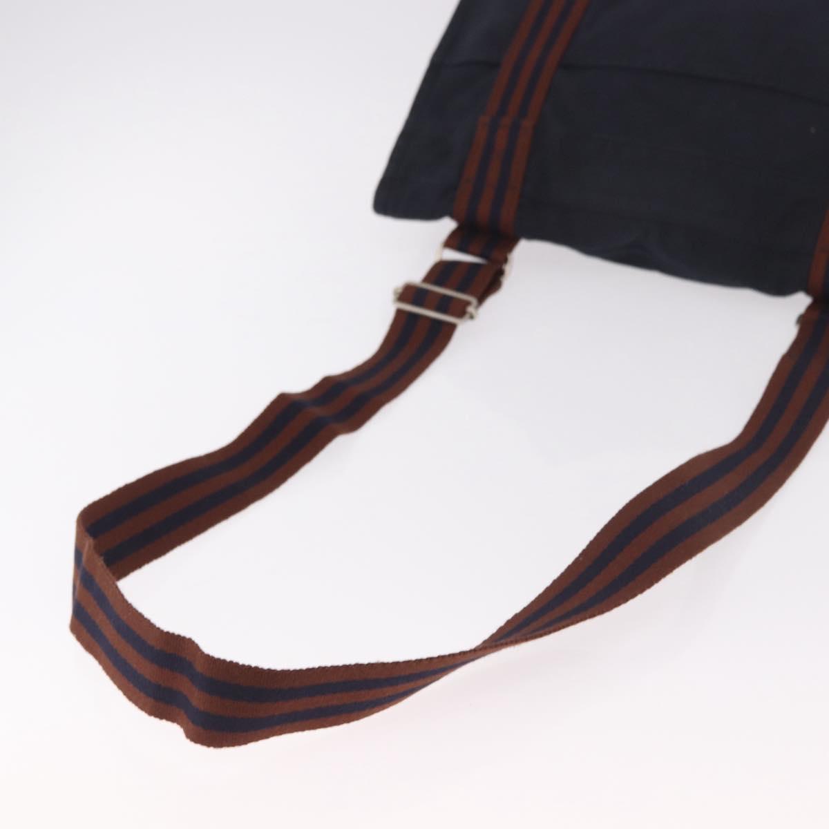 HERMES Fourre Tout Bassas MM Shoulder Bag Cotton Navy Silver Auth ti3961