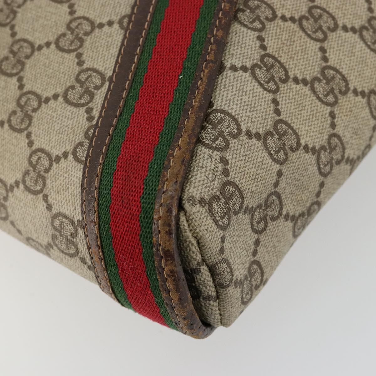GUCCI GG Supreme Web Sherry Line Shoulder Bag PVC Beige Gold Auth ti3963