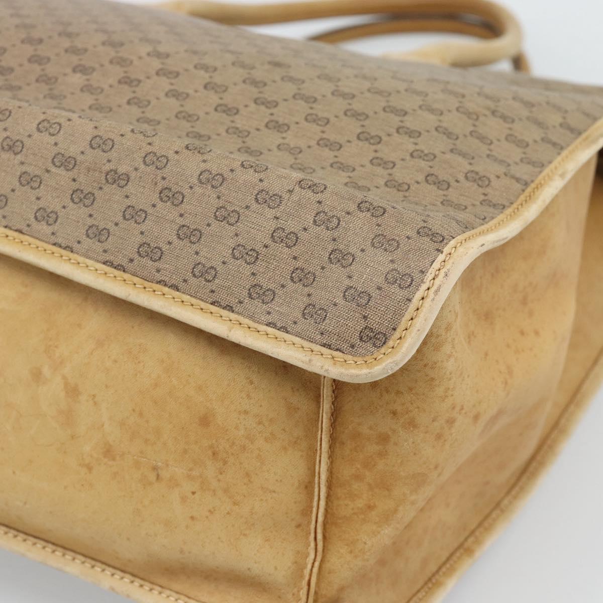GUCCI Micro GG Supreme WebSherry Line Horsebit Bag PVC Beige Auth ti3965
