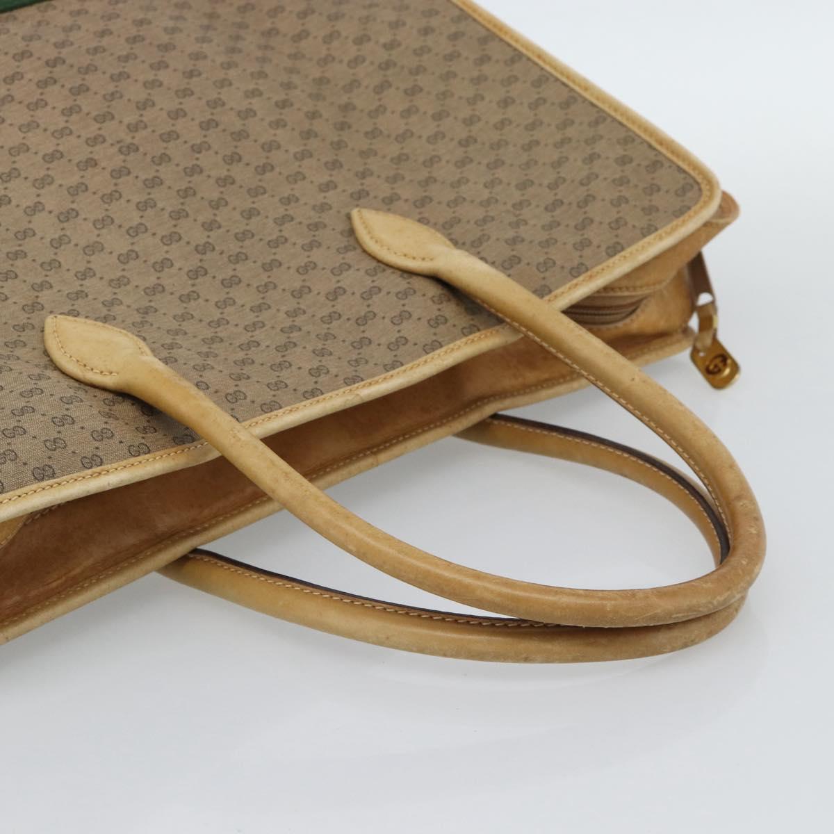 GUCCI Micro GG Supreme WebSherry Line Horsebit Bag PVC Beige Auth ti3965