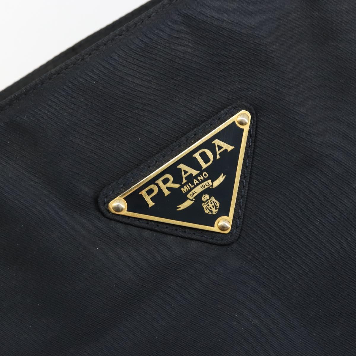 PRADA Hand Bag Nylon Black Gold Auth ti3967