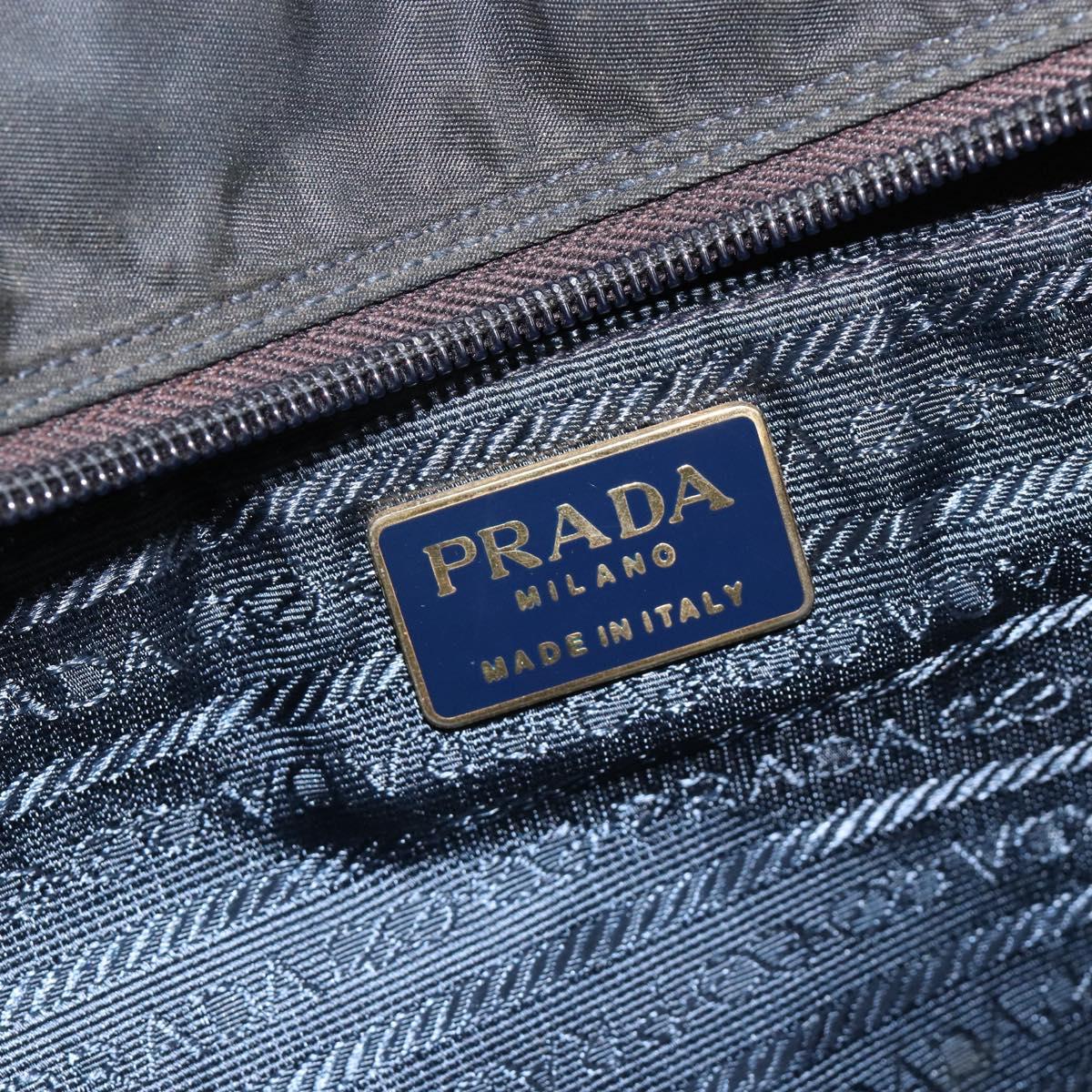 PRADA Hand Bag Nylon Black Gold Auth ti3967