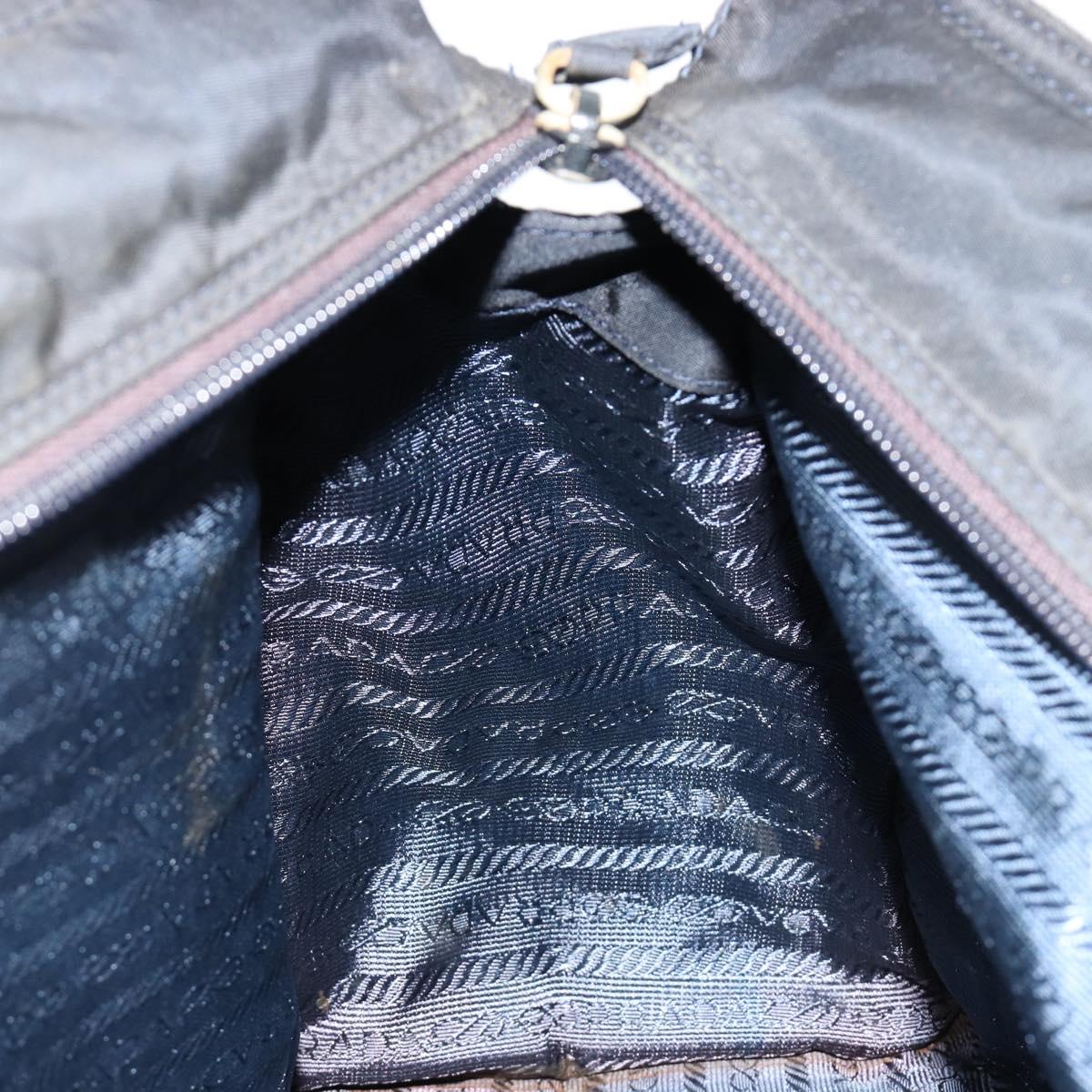PRADA Hand Bag Nylon Black Gold Auth ti3967