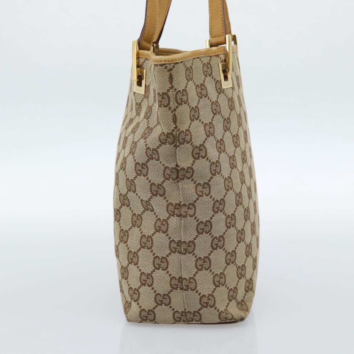GUCCI GG Canvas Tote Bag Beige Gold 002 1099 Auth ti3968
