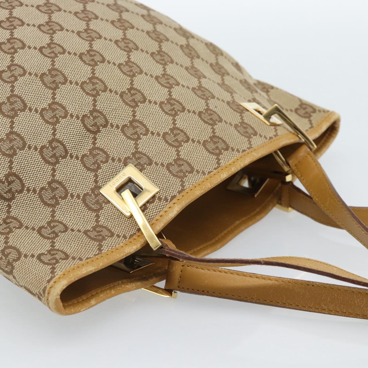 GUCCI GG Canvas Tote Bag Beige Gold 002 1099 Auth ti3968
