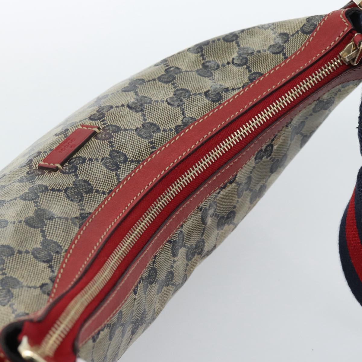 GUCCI GG Crystal Sherry Line Bag Coated Canvas Navy Gold 181092 Auth ti3970
