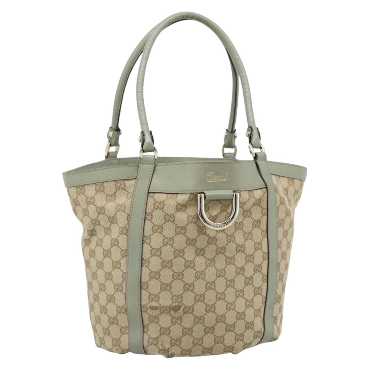 GUCCI GG Canvas Abbey Tote Bag Beige Gold 211982 Auth ti3971
