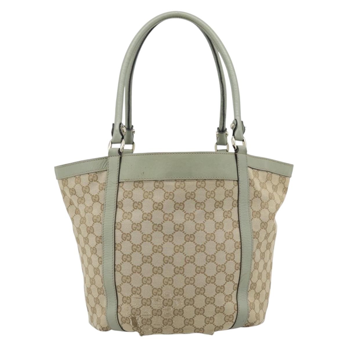 GUCCI GG Canvas Abbey Tote Bag Beige Gold 211982 Auth ti3971