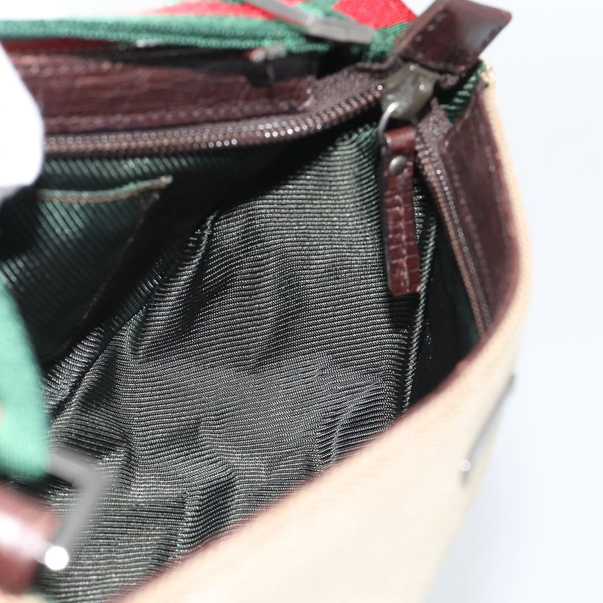 GUCCI Web Sherry Line Shoulder Pouch Canvas 106644 Auth ti3973