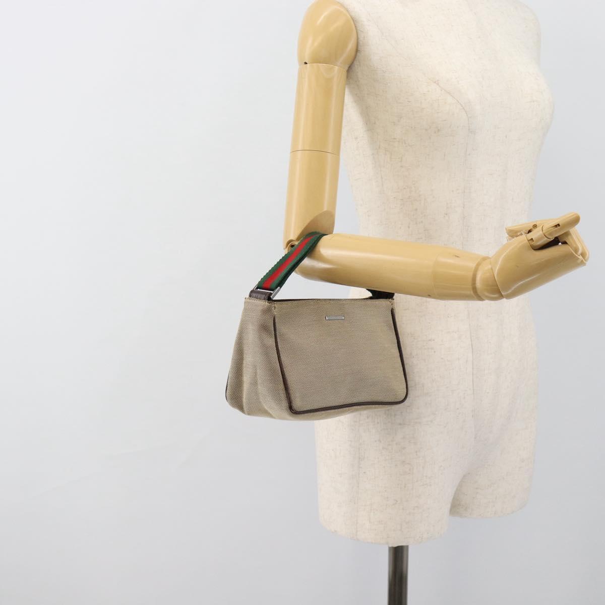 GUCCI Web Sherry Line Shoulder Pouch Canvas 106644 Auth ti3973