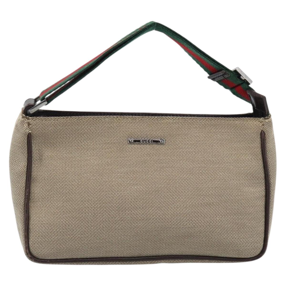 GUCCI Web Sherry Line Shoulder Pouch Canvas 106644 Auth ti3973