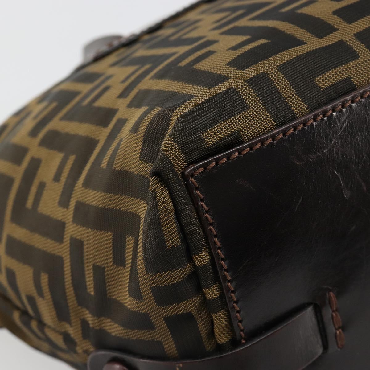 FENDI Zucca Canvas Hand Bag Black Brown Auth ti3974