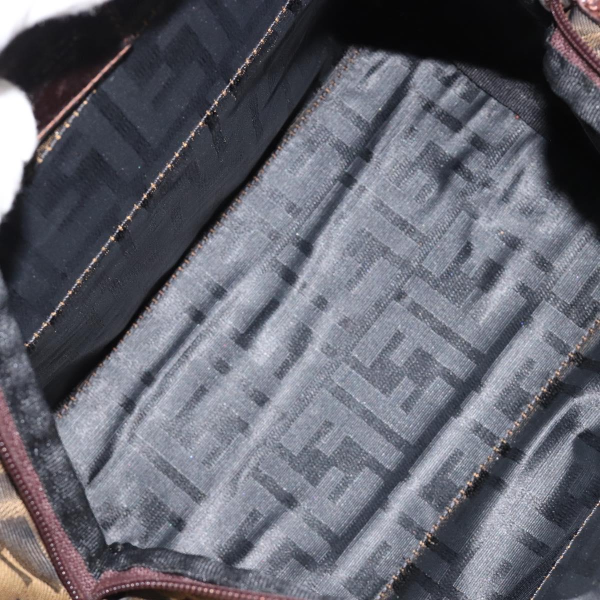 FENDI Zucca Canvas Hand Bag Black Brown Auth ti3974