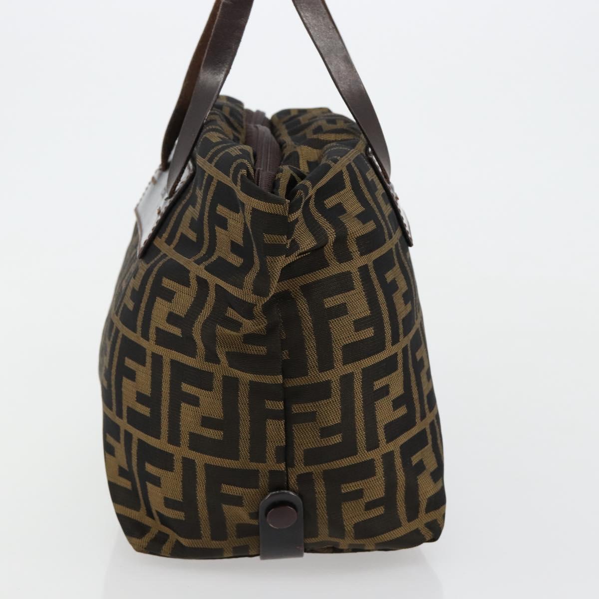 FENDI Zucca Canvas Hand Bag Black Brown Auth ti3974