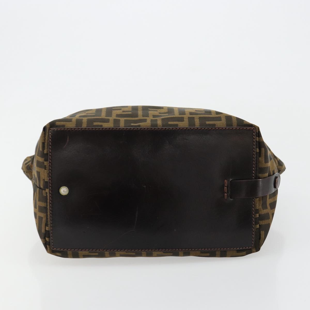 FENDI Zucca Canvas Hand Bag Black Brown Auth ti3974