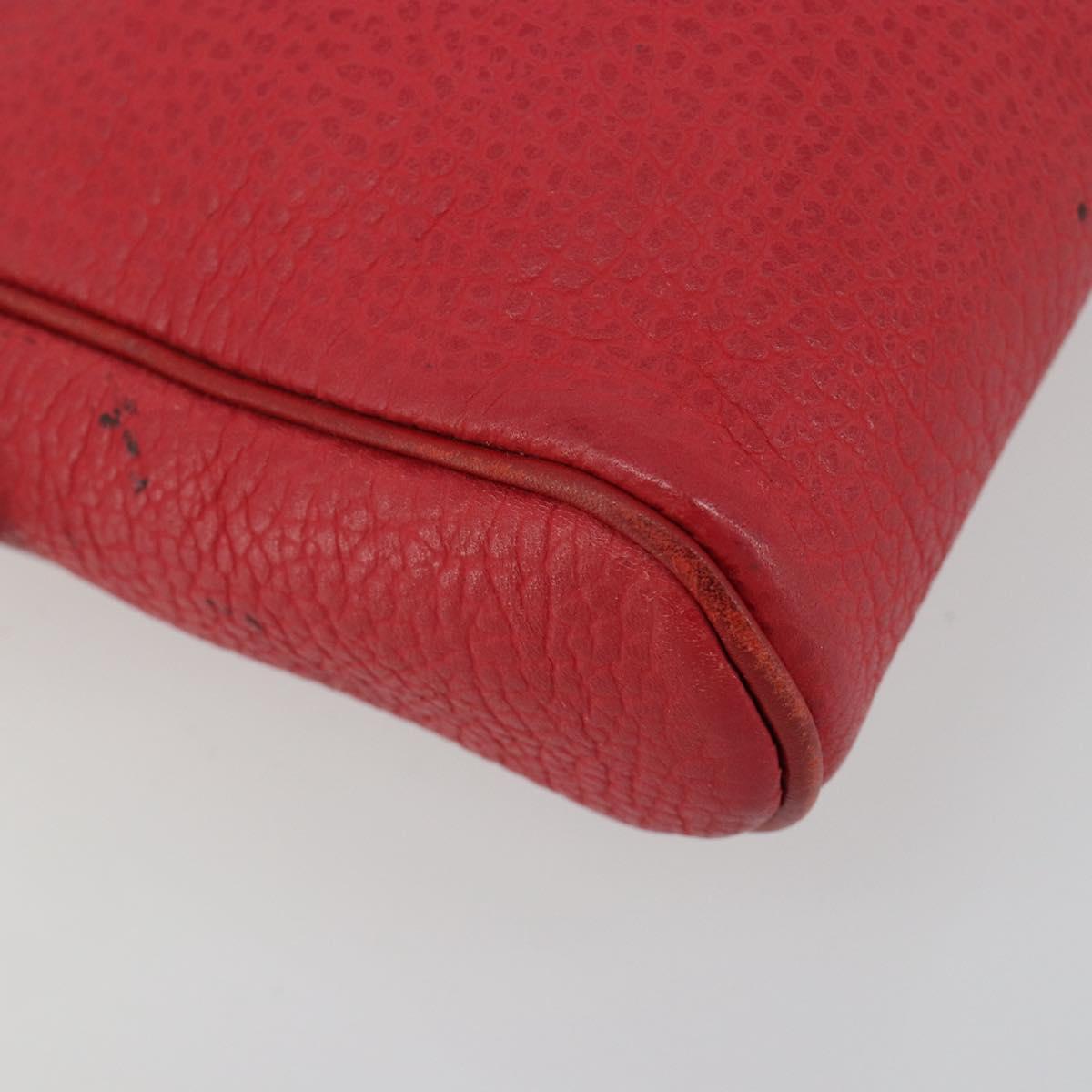 Christian Dior Shoulder Bag Leather Red Gold Auth ti3976