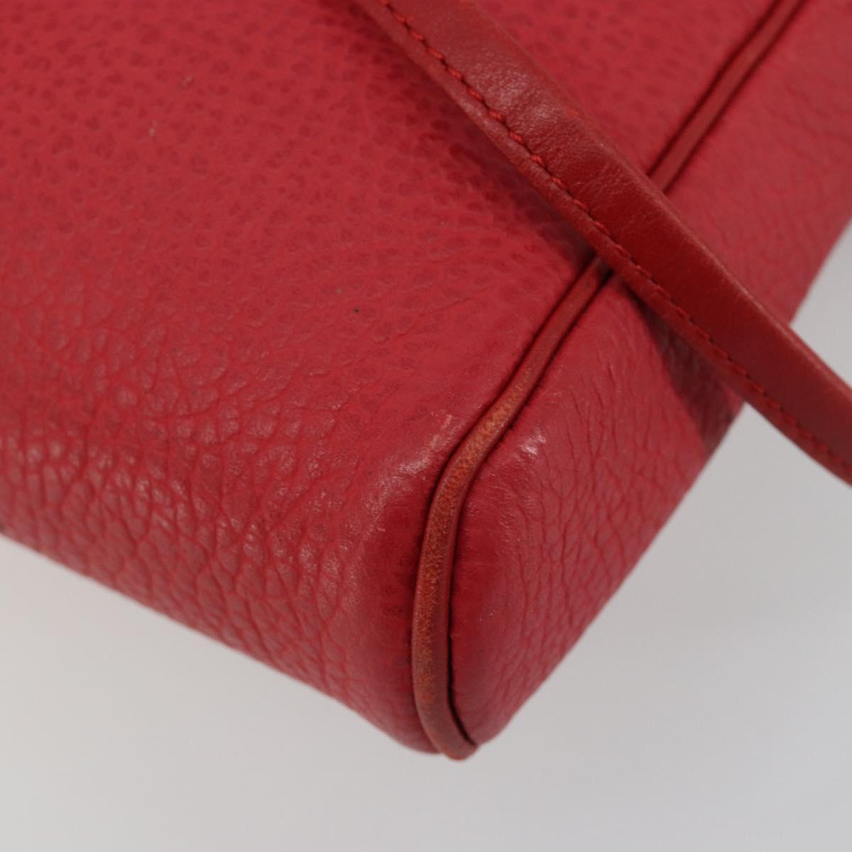 Christian Dior Shoulder Bag Leather Red Gold Auth ti3976