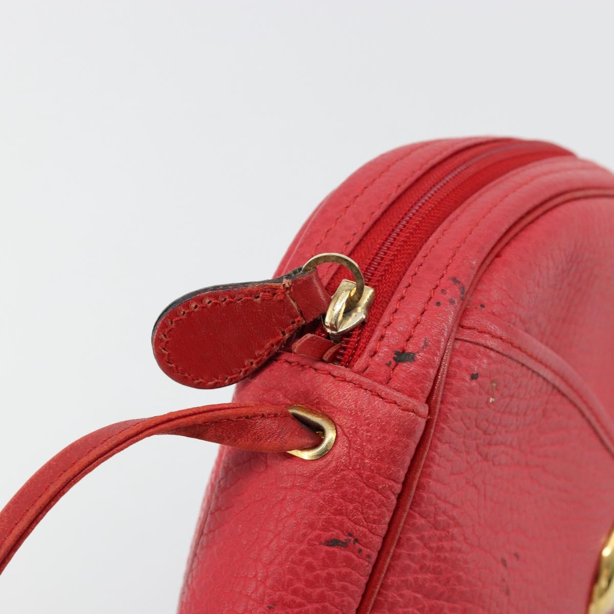 Christian Dior Shoulder Bag Leather Red Gold Auth ti3976